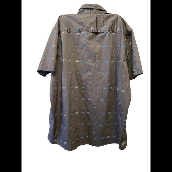 Wrangler Regular Fit Aztec Print Button-Up Grey Pockets Sz 2X XXL Men’s Shirt - Picture 7 of 7
